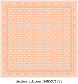 Patrón abstracto de la flor de la bufanda del hiyab.Ornamento geométrico étnico con el borde del motivo del marco hiyab pattern.Design para la tela, impresión, bufandas, mantón, pañuelo, ropa, pareo, almohadas, mantel, decoración.