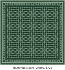 Hijab scarf flower abstract pattern.Ethnic geometric ornament with frame motif border hijab pattern.Design for fabric,print,scarves,shawl,kerchief,bandana,clothing,pareo,pillows,tablecloth,decoration.