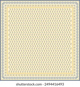 Hijab scarf flower abstract pattern.Ethnic geometric ornament with frame motif border hijab pattern.Design for fabric,print,scarves,shawl,kerchief,bandana,clothing,pareo,pillows,tablecloth,decoration.
