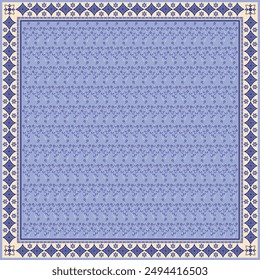 Hijab scarf flower abstract pattern.Ethnic geometric ornament with frame motif border hijab pattern.Design for fabric,print,scarves,shawl,kerchief,bandana,clothing,pareo,pillows,tablecloth,decoration.