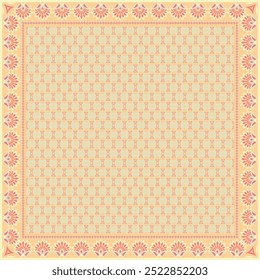 Hijab Schal Blume abstraktes Muster.Ethnische geometrische Ornament mit Rahmen Motiv Rand Hijab Muster.Design für Stoff, Druck, Schals, Tuch, Kerchuch, Bandana, Kleidung, Pareo, Kissen, Tischdecke, Dekoration.