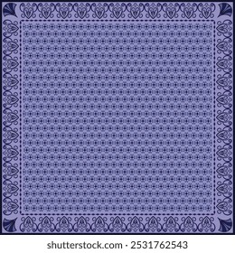 Patrón abstracto de la flor de la bufanda del hijab. Ornamento geométrico étnico con el patrón del hijab de la frontera del motivo del marco. Diseño para la tela, impresión, bufandas, mantón, pañuelo, pañuelo, ropa, pareo, almohadas, mantel, decoración.