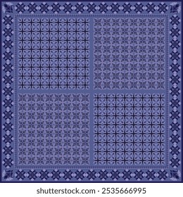 Hijab scarf flower abstract pattern.Ethnic geometric ornament with frame motif border hijab pattern.Design for fabric,print,scarves,shawl,kerchief,bandana,clothing,pareo,pillows,tablecloth,decoration.