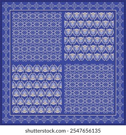 Padrão abstrato flor do lenço do hijab.Ornamento geométrico étnico com borda do motivo do quadro hijab pattern.Design para tecido,print,scarves,shawl,kerchief,bandana,wear,pareo,travesseiros,toalha de mesa,decoração.