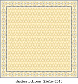 Hijab scarf flower abstract pattern.Ethnic geometric ornament with frame motif border hijab pattern.Design for fabric,print,scarves,shawl,kerchief,bandana,clothing,pareo,pillows,tablecloth,decoration.