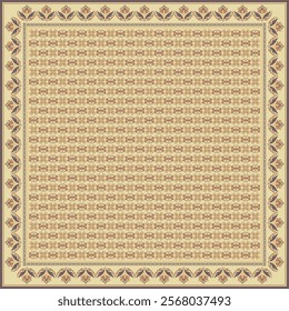 Hijab scarf flower abstract pattern.Ethnic geometric ornament with frame motif border hijab pattern.Design for fabric,print,scarves,shawl,kerchief,bandana,clothing,pareo,pillows,tablecloth,decoration.
