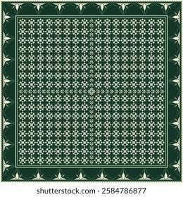 Hijab scarf flower abstract pattern.Ethnic geometric ornament with frame motif border hijab pattern.Design for fabric,print,scarves,shawl,kerchief,bandana,clothing,pareo,pillows,tablecloth,decoration.