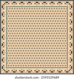 Hijab scarf flower abstract pattern.Ethnic geometric ornament with frame motif border hijab pattern.Design for fabric,print,scarves,shawl,kerchief,bandana,clothing,pareo,pillows,tablecloth,decoration.