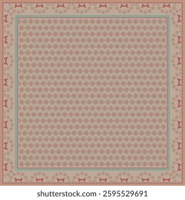 Hijab scarf flower abstract pattern.Ethnic geometric ornament with frame motif border hijab pattern.Design for fabric,print,scarves,shawl,kerchief,bandana,clothing,pareo,pillows,tablecloth,decoration.
