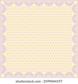 Hijab scarf flower abstract pattern.Ethnic geometric ornament with frame motif border hijab pattern.Design for fabric,print,scarves,shawl,kerchief,bandana,clothing,pareo,pillows,tablecloth,decoration.