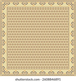 Hijab scarf flower abstract pattern.Ethnic geometric ornament with frame motif border hijab pattern.Design for fabric,print,scarves,shawl,kerchief,bandana,clothing,pareo,pillows,tablecloth,decoration.