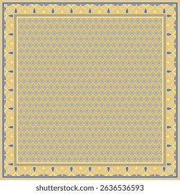 Hijab scarf flower abstract pattern.Ethnic geometric ornament with frame motif border hijab pattern.Design for fabric,print,scarves,shawl,kerchief,bandana,clothing,pareo,pillows,tablecloth,decoration.
