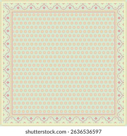 Hijab scarf flower abstract pattern.Ethnic geometric ornament with frame motif border hijab pattern.Design for fabric,print,scarves,shawl,kerchief,bandana,clothing,pareo,pillows,tablecloth,decoration.