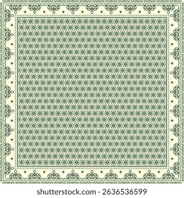 Hijab scarf flower abstract pattern.Ethnic geometric ornament with frame motif border hijab pattern.Design for fabric,print,scarves,shawl,kerchief,bandana,clothing,pareo,pillows,tablecloth,decoration.