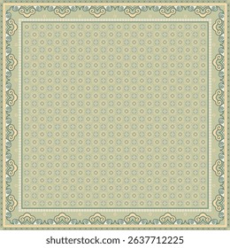 Hijab scarf flower abstract pattern.Ethnic geometric ornament with frame motif border hijab pattern.Design for fabric,print,scarves,shawl,kerchief,bandana,clothing,pareo,pillows,tablecloth,decoration.