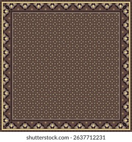 Hijab scarf flower abstract pattern.Ethnic geometric ornament with frame motif border hijab pattern.Design for fabric,print,scarves,shawl,kerchief,bandana,clothing,pareo,pillows,tablecloth,decoration.