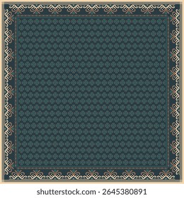 Hijab scarf flower abstract pattern.Ethnic geometric ornament with frame motif border hijab pattern.Design for fabric,print,scarves,shawl,kerchief,bandana,clothing,pareo,pillows,tablecloth,decoration.