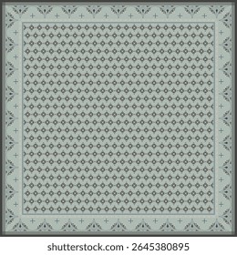Hijab scarf flower abstract pattern.Ethnic geometric ornament with frame motif border hijab pattern.Design for fabric,print,scarves,shawl,kerchief,bandana,clothing,pareo,pillows,tablecloth,decoration.