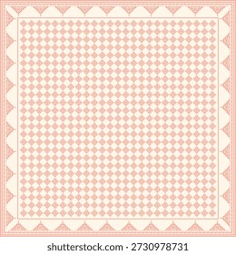 Hijab scarf flower abstract pattern.Ethnic geometric ornament with frame motif border hijab pattern.Design for fabric,print,scarves,shawl,kerchief,bandana,clothing,pareo,pillows,tablecloth,decoration.
