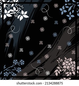 Hijab or scarf motif design with abstract watercolor and flower. can also be used for cloth or hijab motifs, paper, other carpet wallpaper. vector design inspiration