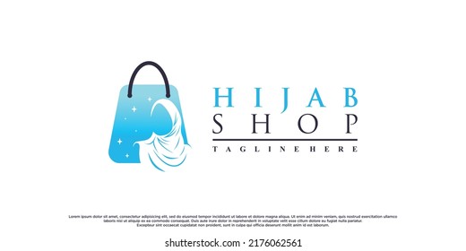 Hijab shop logo for moslem beauty fashion with creative concept Premium Vector