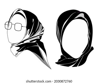 hijab silhouette illustration, a simple flat design