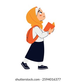 Hijab student walking to class school education