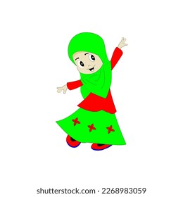 Hijab style little girl character vector design