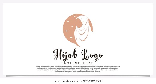 Hijab style logo design template with unique concept Premium Vector