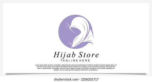 Hijab style logo design template with unique concept Premium Vector