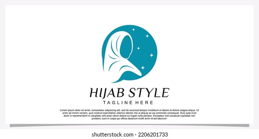 Logo-Design-Vorlage im Hijab-Stil mit einzigartigem Konzept Premium Vector