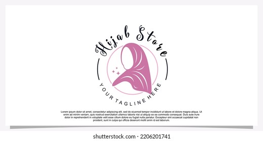 Hijab style logo design template with unique concept Premium Vector