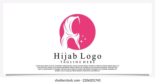 Hijab style logo design template with unique concept Premium Vector