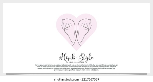 hijab style logo design vector with creative concept template