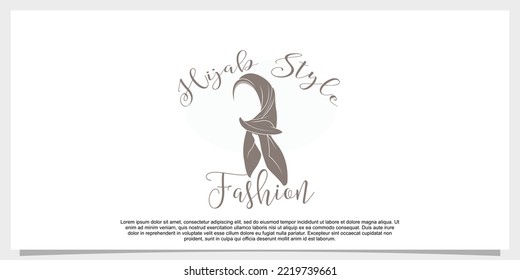 hijab style logo design vector with creative concept template