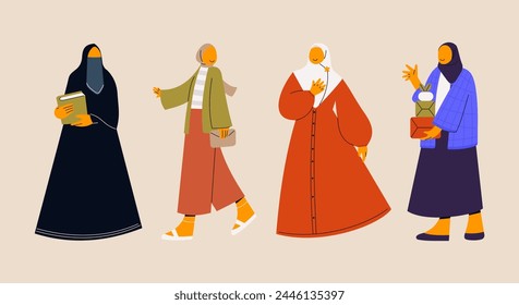 Hijab Style for Women Character Illustration