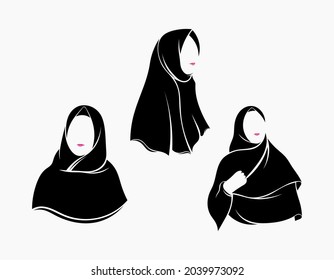 Hijab Syari Silhouette Illustration Logo Illustration Stock Vector ...