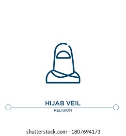 icono vector de contorno de velo hijab. ilustración de elemento simple. ícono de contorno de velo hijab a partir del concepto de religión editable. se puede usar para web y móvil
