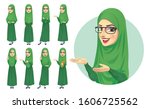 Hijab Woman Character Set, Vector EPS 10