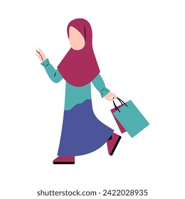 Hijab Woman Holding Shopping Bag