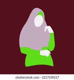 hijab woman icon without face, muslim fashion, woman illustration