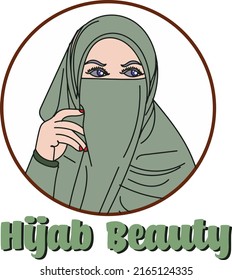 Hijab woman logo, Hijab fashion vector, colorful sketch drawing islamic woman in hijab, silhouette of hijab wearing girl