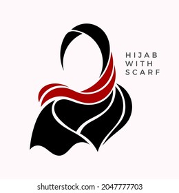 hijab woman logo with red scarf