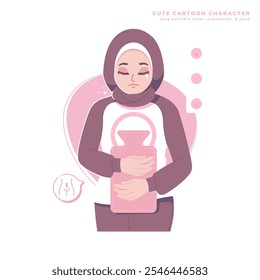 hijab mulher período bonitinho personagem de desenho animado