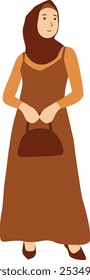 Hijab Woman Style Illustration with Simple Cartoon Design. Isolated Vector Character