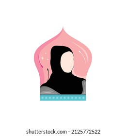 Hijab woman vector design or muslim fashion icon