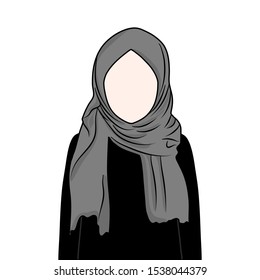 hijab woman , woman wearing hijab without face avatar icon
