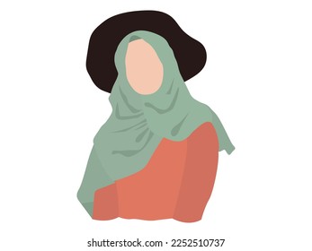 hijab women illustration .Beautiful Muslim women wearing hijab illustration. emirati arabic young muslim woman. muslim woman wearing veil illustration. Muslim faceless female