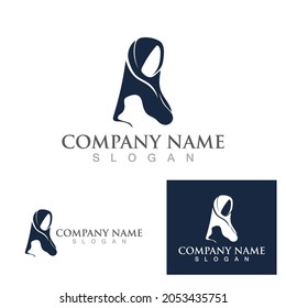 Hijab women Muslim logo vector