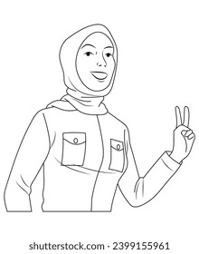 A hijabber with a sign of number two in outline and vector format.